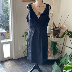 J. Crew black V neck ruffle cotton dress